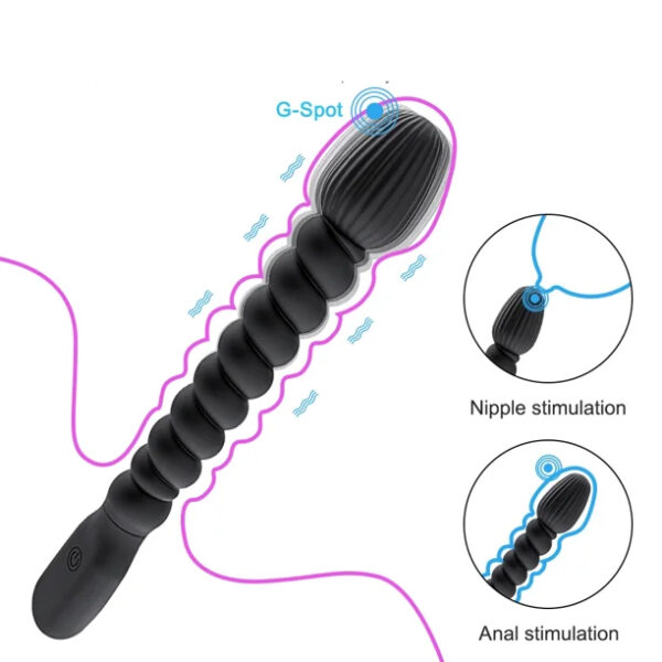 Vibrating Rechargeable 7-Inch Spiral Anal Plug Sex Toy